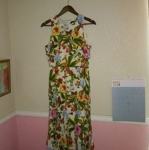 Tropical flower dress sleeveless size 4 flutter